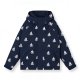 Navy Sailboat Pattern Puffer Jacket