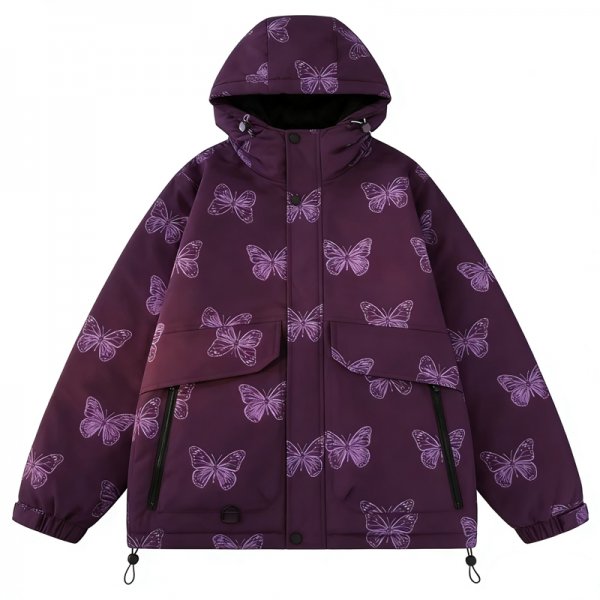 Butterfly Print Puffer Jacket